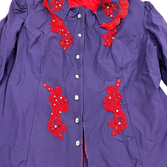 Purple & Red Lace Floral Top Skirt Drawstring Pouch Plus Size Cosplay Theater - Picture 13 of 16